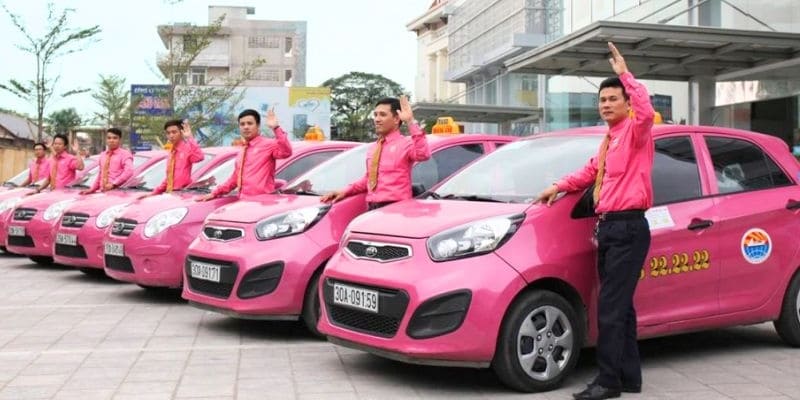 Taxi Hoàng Anh nổi bật với đội xe mang màu hồng dễ nhận diện