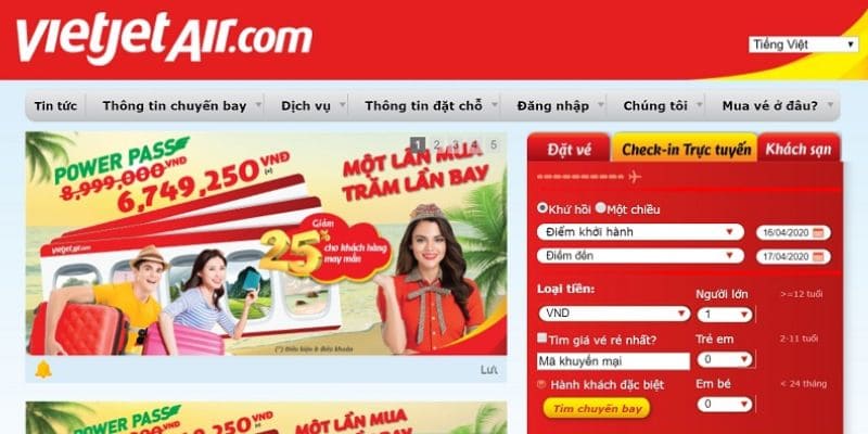 Các phương thức đặt vé máy bay trên VietJet Air