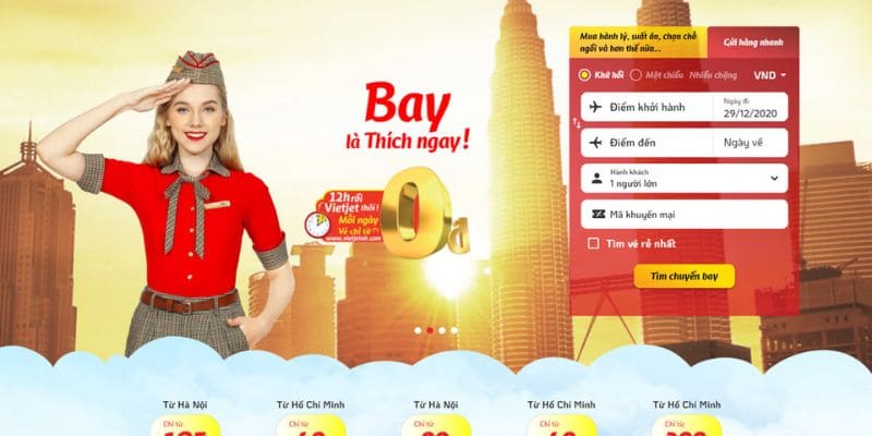 Cách đặt vé qua ứng dụng VietJet Air